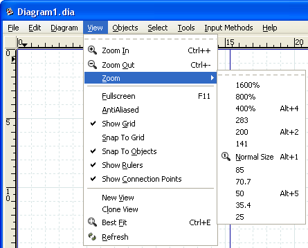 View Menu Zoom Options